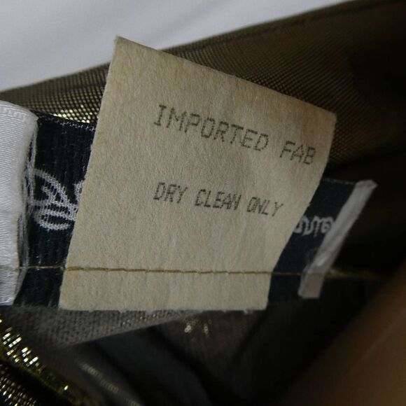 Helene St. Marie Vintage Metallic Gold Lame Button Up Blouse Shirt Size 12 - Picture 8 of 10